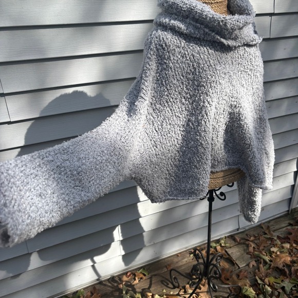 Free People Sweater‎ Knit Pullover Oversized Cowl Neck Gray Cozy - Picture 7 of 8